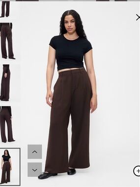 GAP Wide-Leg Trousers in Dark Brown